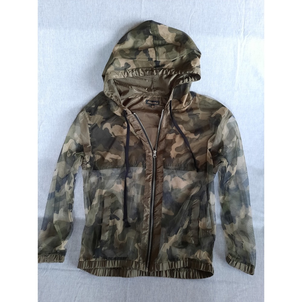 Shinestar Women Small Sweater Windbreaker Hooded Full Zip Como Mesh Lightweight